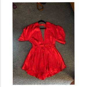 Silk red romper